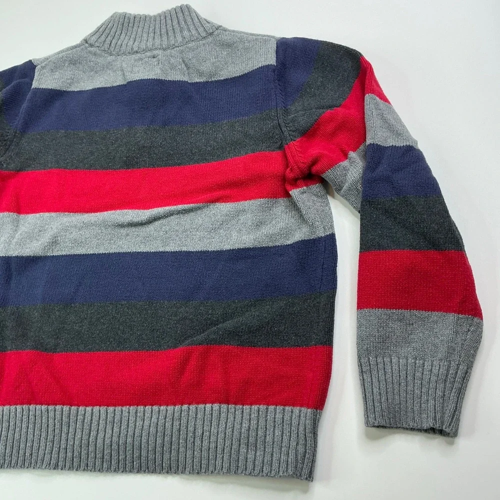 OshKosh Multi-Color Striped Quarter-Zip Sweater Kids Size 8 Cotton Knit Pullover